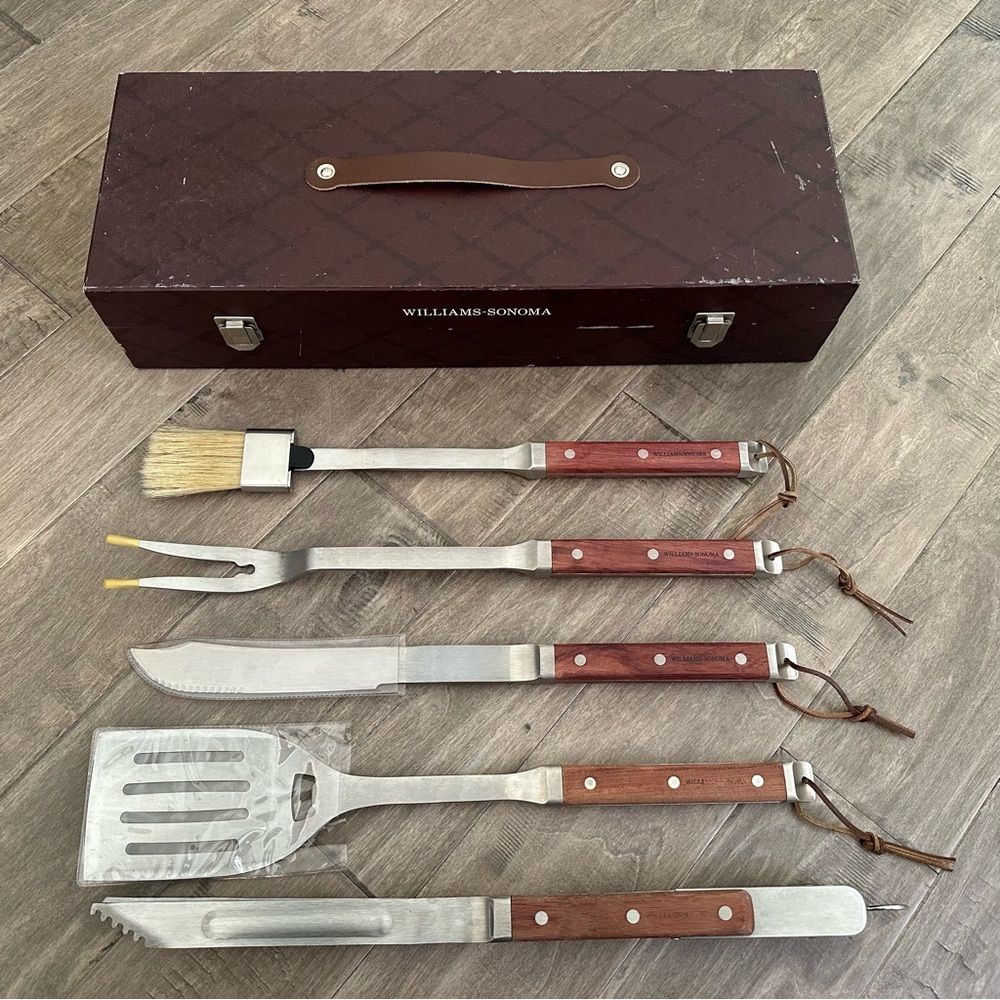 Williams Sonoma 5-Piece Grill Tool Set with Rosewood Handles